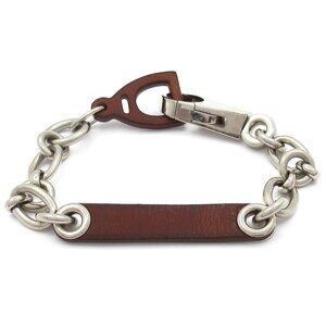 Hermès Detriers Bracelet Dark Brown Silver Leather Hardware